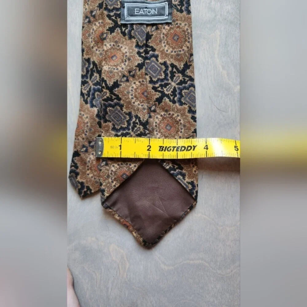 100% Cotton Eaton Tie Brown And‎ Black Patterned